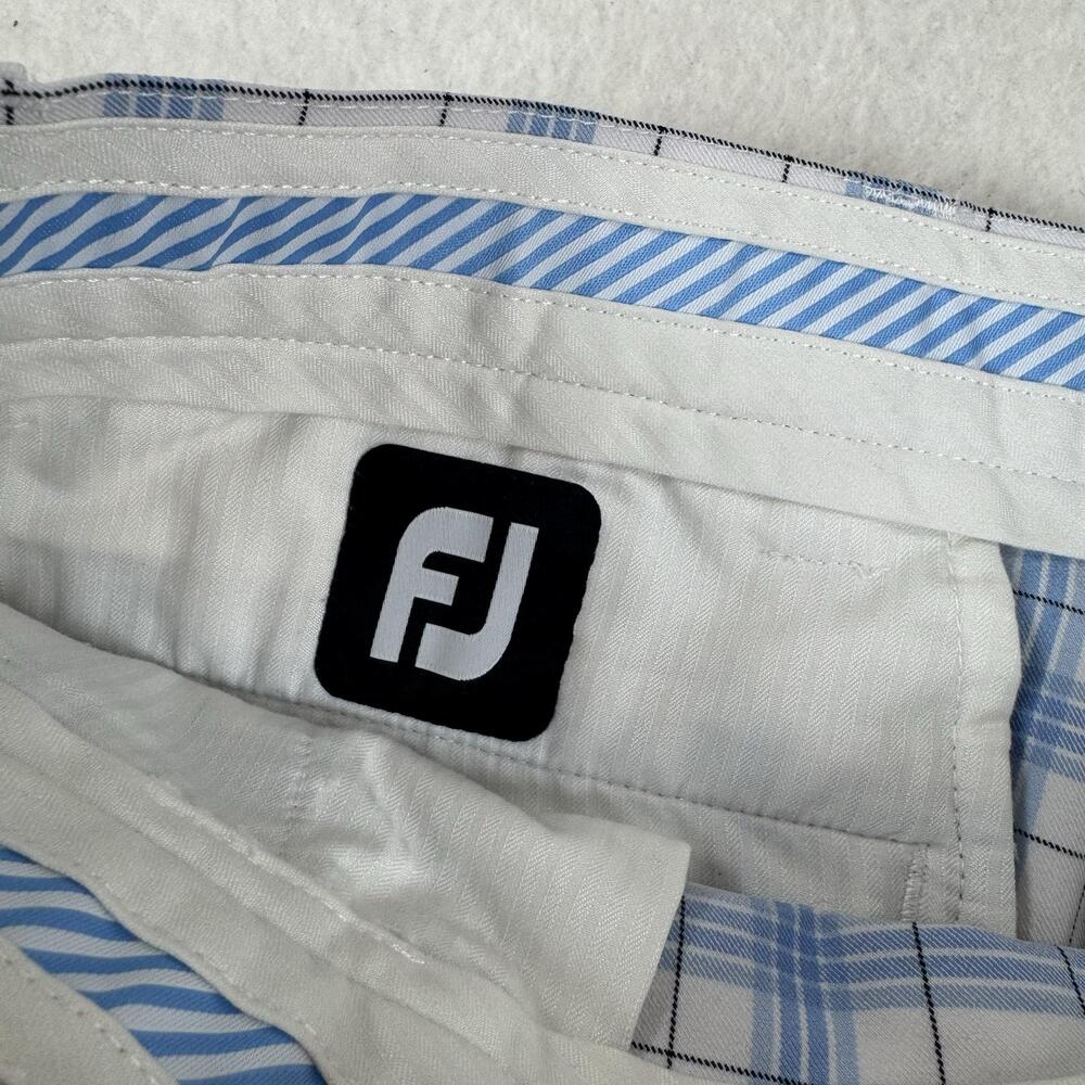 FootJoy Shorts Mens Size 32 Blue Plaid Chino Golf Stretch Microfiber Pockets - Picture 5 of 9